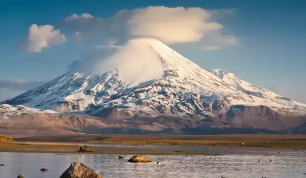 Chungara Lake and Parinacota Volcano