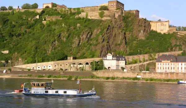 Ehrenbreitstein fortress from the German Corner in Koblenz